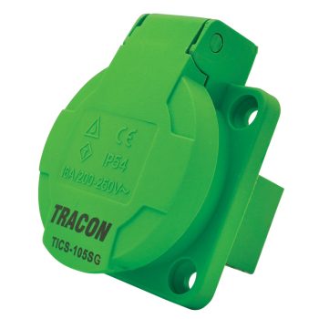   Tracon TICS-105SG Beépíthető csatlakozóaljzat, oldalsó védőérintkezővel, kerek 16A, 250V, 2P+E, IP44 (SCHUKO)