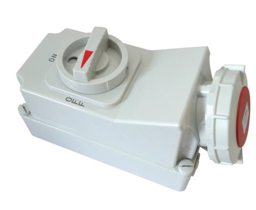 Tracon TICS-1132R Felületre szerelhető ipari csatl.aljzat reteszelt kapcs.-val 16A, 230V, 2P+E, 6h, IP67