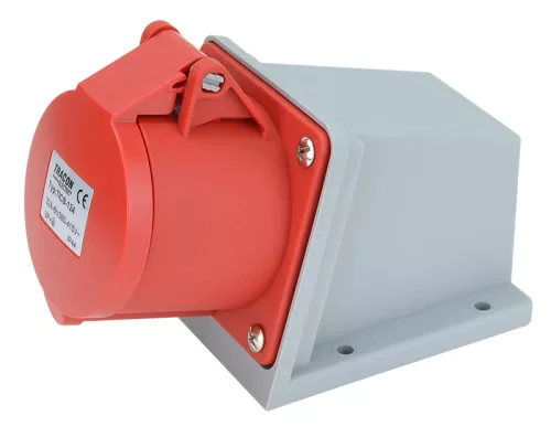 Tracon TICS-124 ipari csatlakozóaljzat 32A, 400V, 3P+E, 6h, IP44