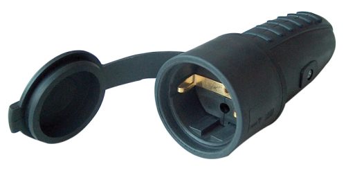 Tracon TICS-212G Csatlakozóaljzat oldalsó védőérintkezővel, gumi 16A, 250V, 2P+E, IP44 (SCHUKO)