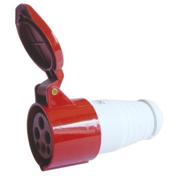   Tracon TICS-214L Ipari csatlakozó aljzat,kábel törésgátlóval 16A, 400V, 3P+E, 6h, IP44