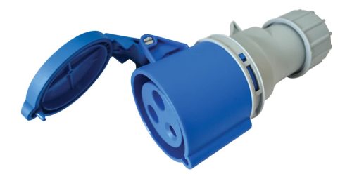 Tracon TICS-223H Ipari csatlakozóaljzat, külső tömítőszelencével 32A, 230V, 2P+E, 6h, IP44