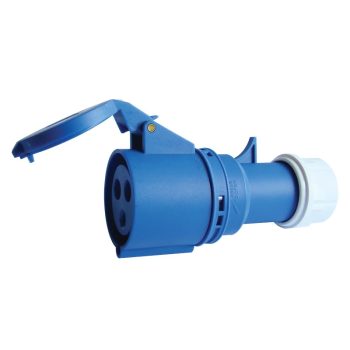   Tracon TICS-223P Ipari csatlakozó lengőaljzat, külső tömítőszelencével 32A, 250V, 2P+E, 6h, IP44