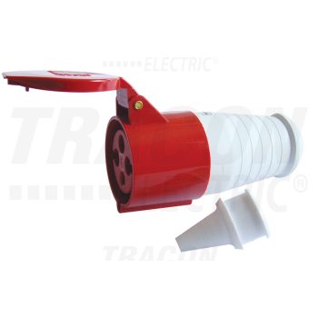   Tracon TICS-224L Ipari csatlakozó lengőaljzat, kábel törésgátlóval 32A, 400V, 3P+E, 6h, IP44