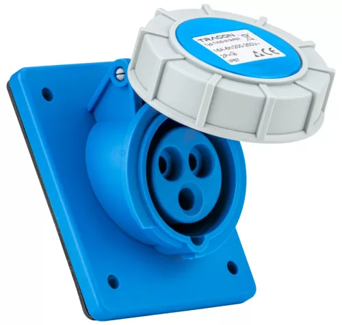 Tracon TICS-313IP67 Beépíthető ferde ipari csatlakozóaljzat 16A, 250V, 2P+E, 6h, IP67