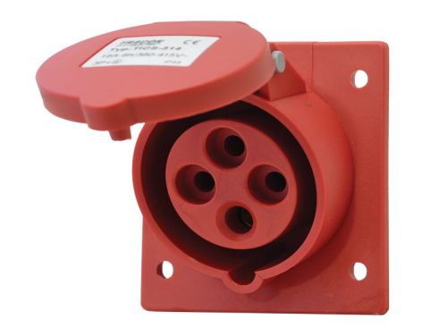 Tracon TICS-314 Beépíthető ferde ipari csatlakozóaljzat 16A, 400V, 3P+E, 6h, IP44