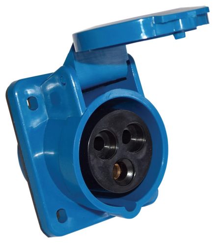 Tracon TICS-323 Beépíthető ferde ipari csatlakozóaljzat 32A, 250V, 2P+E, 6h, IP44