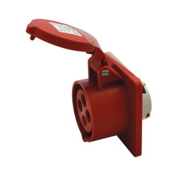   Tracon TICS-414 Beépíthető egyenes ipari csatlakozóaljzat 16A, 400V, 3P+E, 6h, IP44