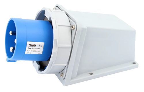Tracon TICS-533 Felületre szerelhető ipari csatlakozó dugó 63A, 250V, 2P+E, 6h, IP67