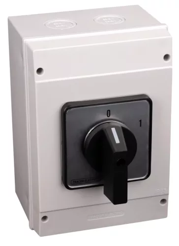 Tracon TK-126/3T65 Tokozott kézikapcsoló, BE-KI 400V, 50Hz, 125A, 3P, 30kW, 88×88mm, 60°, IP65