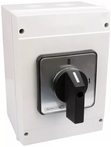 Tracon TK-169/3T65 Tokozott kézikapcsoló, BE-KI 400V, 50Hz, 160A, 3P, 37kW, 88×88mm, 90°, IP65