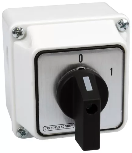 Tracon TK-256/3T65 Tokozott kézikapcsoló, BE-KI 400V, 50Hz, 25A, 3P, 7,5kW, 48×48mm, 60°, IP65