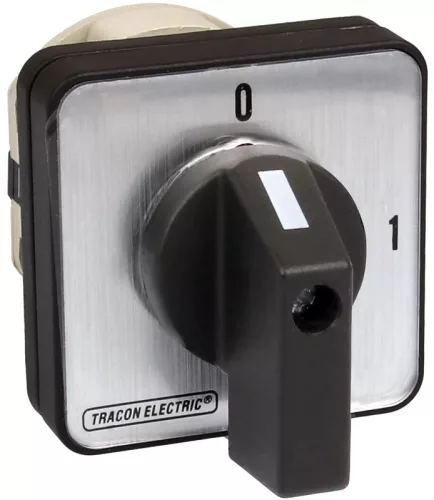 Tracon TK-259/2 Kézikapcsoló, BE-KI 400V, 50Hz, 25A, 2P, 7,5kW, 48×48mm, 90°
