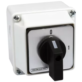   Tracon TK-329/3T Tokozott kézikapcsoló, BE-KI 400V, 50Hz, 32A, 3P, 11kW, 64×64mm, 90°, IP44
