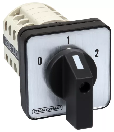 Tracon TKB-206/4 Választókapcsoló, 0-1-2 400V, 50Hz, 20A, 2×4P, 5,5kW, 48×48mm, 60°