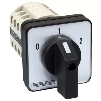   Tracon TKB-326/4 Választókapcsoló, 0-1-2 400V, 50Hz, 32A, 2×4P, 11kW, 64×64mm, 60°