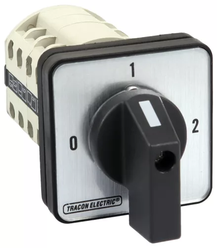 Tracon TKB-329/4 Választókapcsoló, 0-1-2 400V, 50Hz, 32A, 2×4P, 11kW, 64×64mm, 90°