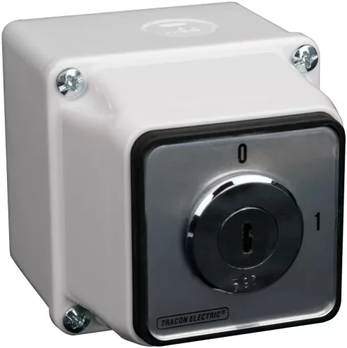 Tracon TKFK-20T65 Tokozott főkapcsoló, kulcsos, BE-KI 400V, 50Hz, 20A, 4P, 5,5kW, 48×48mm, IP65