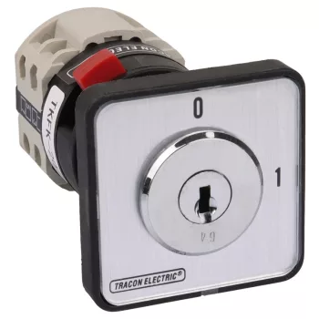   Tracon TKFK-25 Főkapcsoló, kulcsos, BE-KI 400V, 50Hz, 25A, 4P, 7,5kW, 48×48mm