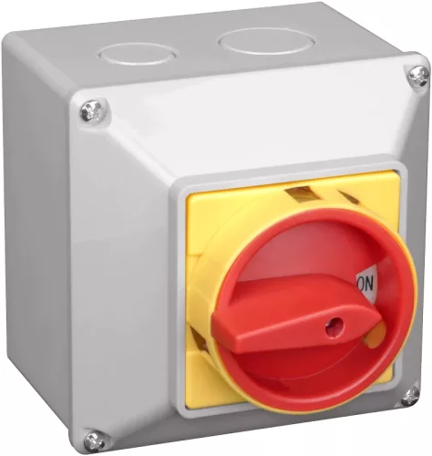 Tracon TKFL-20T Tokozott főkapcsoló, lakatolható, BE-KI 400V, 50Hz, 20A, 4P, 5,5kW, 48×48mm, IP44