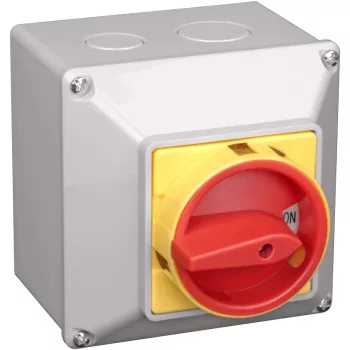   Tracon TKFL-25T Tokozott főkapcsoló, lakatolható, BE-KI 400V, 50Hz, 25A, 4P, 7,5kW, 48×48mm, IP44