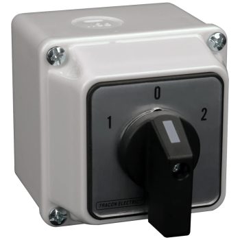   Tracon TKM-20/NT65 Tokozott közvetlen irányváltó motorkapcsoló, 1-0-2 400V, 50Hz, 20A, 5,5kW, 48×48mm, IP65