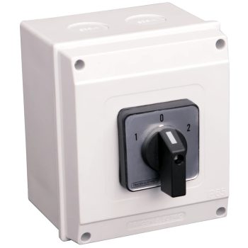   Tracon TKM-25/NT65 Tokozott közvetlen irányváltó motorkapcsoló, 1-0-2 400V, 50Hz, 25A, 7,5kW, 48×48mm, IP65