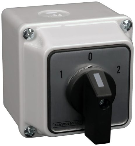 Tracon TKM-32/NT65 Tokozott közvetlen irányváltó motorkapcsoló, 1-0-2 400V, 50Hz, 32A, 11kW, 64×64mm, IP65