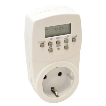   Tracon TKO-DHE, Dugaszolható elektronikus kapcsolóóra, heti 230V, 16A, IP20