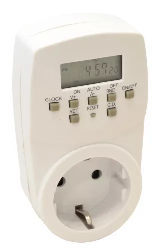 Tracon TKO-DHE, Dugaszolható elektronikus kapcsolóóra, heti 230V, 16A, IP20