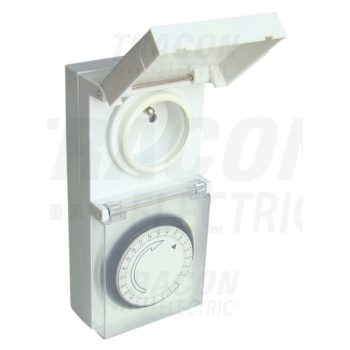   Tracon TKO-DNVF, Dugaszolható napi kapcsolóóra, elektromechanikus, csapos 230V, 16A, IP44