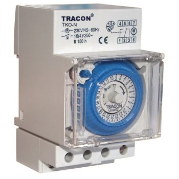   Tracon TKO-N, Sorolható kapcsolóóra, napi, elektromechanikus 230V, 16(4) A