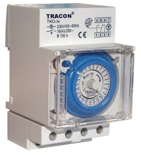 Tracon TKO-N, Sorolható kapcsolóóra, napi, elektromechanikus 230V, 16(4) A