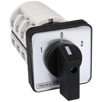   Tracon TKV-206/3 Választókapcsoló, 1-0-2 400V, 50Hz, 20A, 2×3P, 5,5kW, 48×48mm, 60°