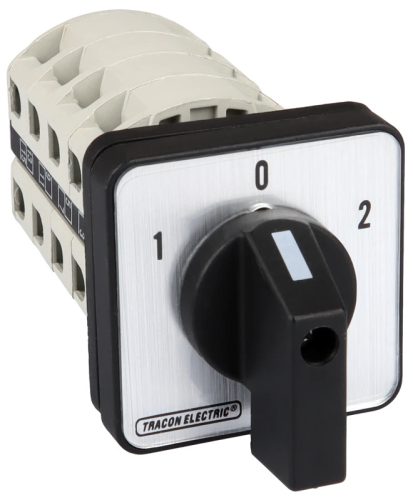 Tracon TKV-206/4 Választókapcsoló, 1-0-2 400V, 50Hz, 20A, 2×4P, 5,5kW, 48×48mm, 60°