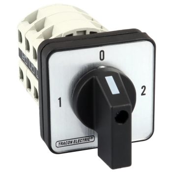   Tracon TKV-209/3 Választókapcsoló, 1-0-2 400V, 50Hz, 20A, 2×3P, 5,5kW, 48×48mm, 90°