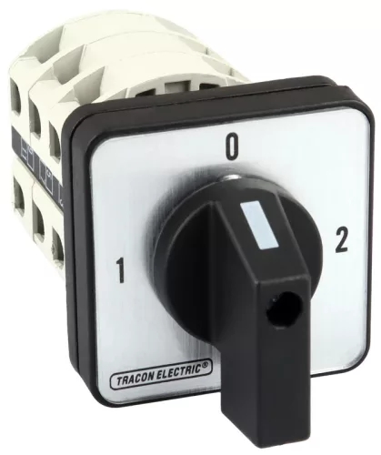 Tracon TKV-329/3 Választókapcsoló, 1-0-2 400V, 50Hz, 32A, 2×3P, 11kW, 64×64mm, 90°