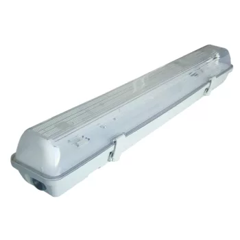   Tracon TLFV-118E, 1x18W, por- és páramentes kültéri lámpatest, elektronikus előtéttel, IP65-ös védelemmel, IK08, T8, hagyományos fénycsőhőz, IK06, 230V, 50Hz, T8, G13, 1×18 W, IP65, ABS/PC, A2, EEI=A