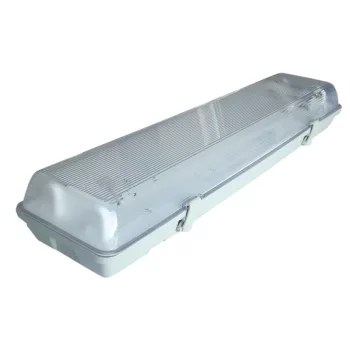   Tracon TLFV-218E, 2x18W, por- és páramentes kültéri lámpatest, elektronikus előtéttel, IP65-ös védelemmel, IK08, T8, hagyományos fénycsőhőz, IK06, 230V, 50Hz, T8, G13, 2×18 W, IP65, ABS/PC, A2, EEI=A