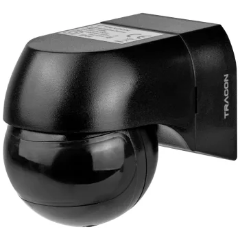   Tracon TMB-112BL Mozgásérzékelő, infra falra, fekete ház és lencse 230V, 50Hz, 180°, max. 12m, 10s-15min, 3-2000lux, IP44