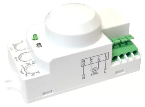Tracon TMB-L01G, Mozgásérzékelő, mikrohullámú, lámpába 230 VAC, 5,8 GHz, 360°, 1-8 m, 10 s-12 min, 3-2000lux