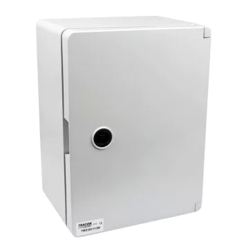   Tracon TME282113M Falra szerelhető maszkolt műanyag szekrény, 12 modul, 2 sor, teli ajtóval, 280x210x130, IP65, 1000V AC/DC