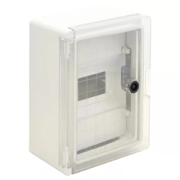   Tracon TME282113MT Falra szerelhető maszkolt műanyag szekrény, 12 modul, 2 sor, átlátszó ajtóval, 280x210x130, IP65, 1000V AC/DC