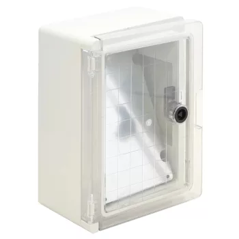   Tracon TME282113T Falra szerelhető műanyag szekrény, átlátszó ajtóval, 280x210x130, IP65, 1000V AC/DC, szerelőlappal