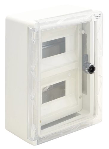 Tracon TME332513MT Falra szerelhető maszkolt műanyag szekrény, 18 modul, 2 sor, átlátszó ajtóval, 330x250x130, IP65, 1000V AC/DC