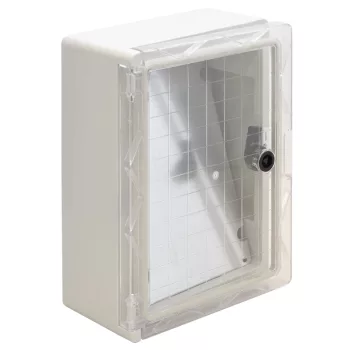   Tracon TME332513T Falra szerelhető műanyag szekrény, átlátszó ajtóval, 330x250x130, IP65, 1000V AC/DC, szerelőlappal