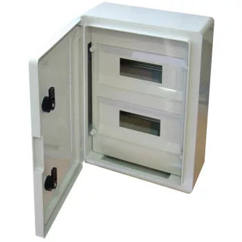   Tracon TME403017M Falra szerelhető maszkolt műanyag szekrény, 24 modul, 2 sor, teli ajtóval, 400x300x165, IP65, 1000V AC/DC