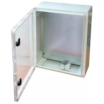   Tracon TME403017T Falra szerelhető műanyag szekrény, átlátszó ajtóval, 400x300x165, IP65, 1000V AC/DC, szerelőlappal