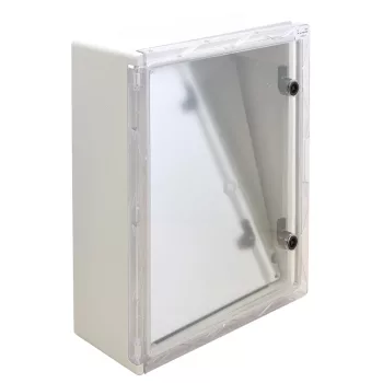   Tracon TME504018T Falra szerelhető műanyag szekrény, átlátszó ajtóval, 500x400x175, IP65, 1000V AC/DC, szerelőlappal
