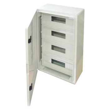   Tracon TME604020M Falra szerelhető maszkolt műanyag szekrény, 68 modul, 4 sor, teli ajtóval, 600x400x200, IP65, 1000V AC/DC
